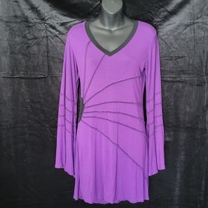 Purple Ray Design Bell Sleeve Dress